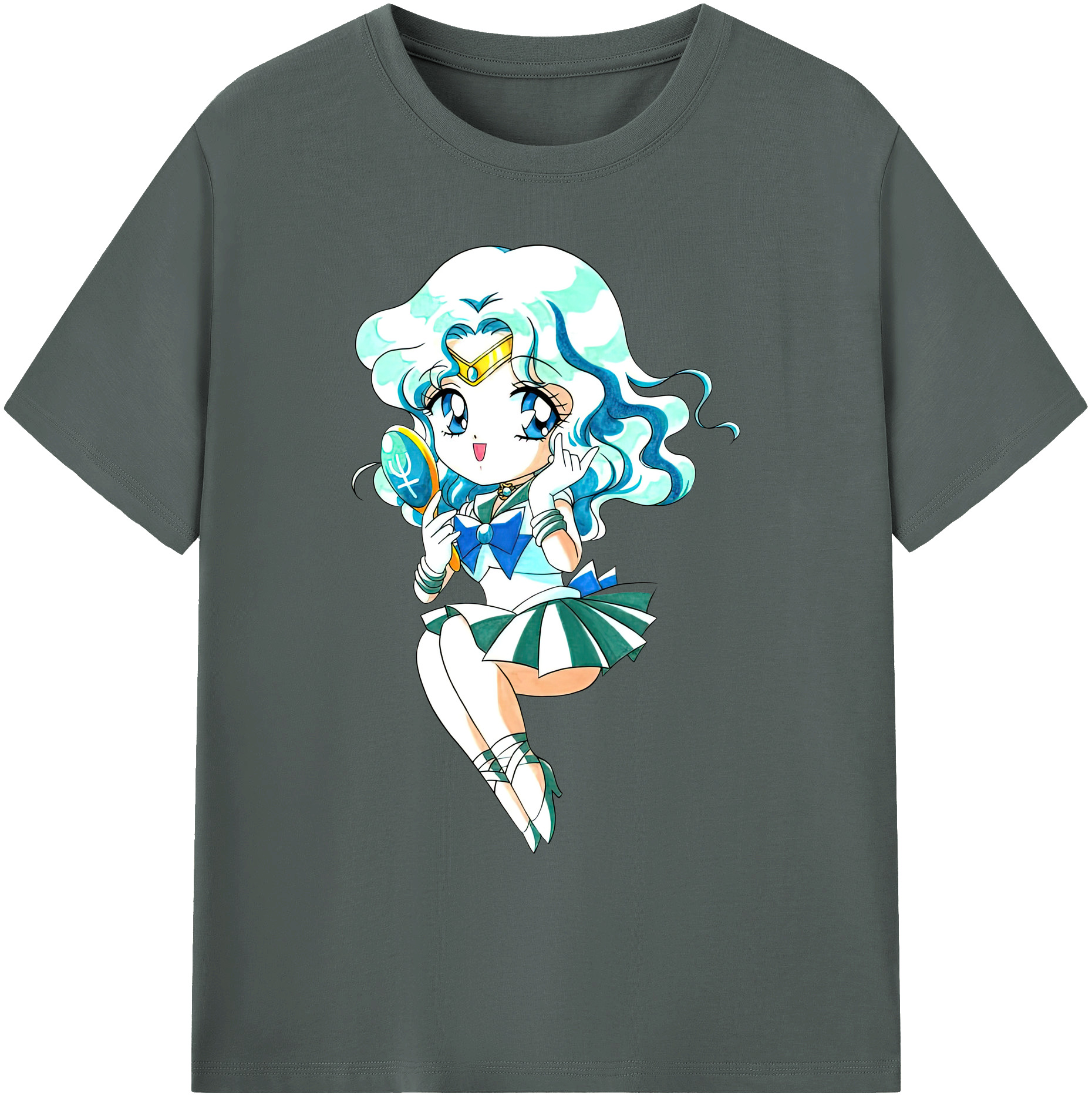 （画像用） 美少女戦士セーラームーン 海王 みちる（かいおう みちる） Sailor Moon Kaiou Michiru 綿100％ メンズ半袖Tシャツ｜肌触りやわらか＆通気性